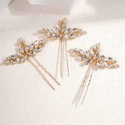 3 piece Glass Rhinestone U-shaped Hairpins